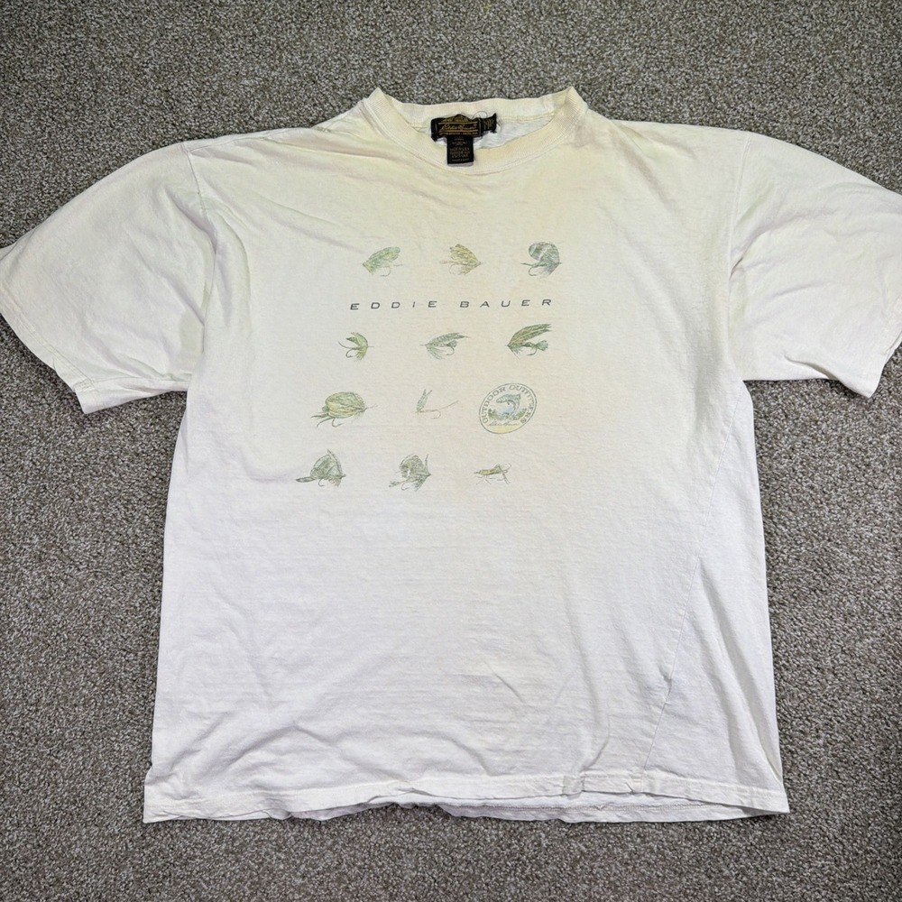 Vintage Eddie Bauer Fly Fishing Shirt Size XL 90s USA Made Flawed